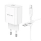 Мережевий Зарядний Пристрій Borofone BA81A 1USB-C PD/QC 20W+Type-C to Lightning Бiлий - зображення 5