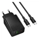 Мережевий Зарядний Пристрій Borofone BAS76A 1USB-C/1USB PD/QC 30W+Type-C to Type-C Чорний - зображення 1