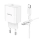Мережевий Зарядний Пристрій Borofone BA81A 1USB-C PD/QC 20W+Type-C to Type-C Бiлий - зображення 4