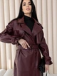 Женский тренч с эко кожи бордо S (42-44)(M 2303) - изображение 4