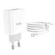 Мережевий зарядний пристрій Hoco C80A 20W PD QC3.0 USB + USB-C кабель Type-C to Lightning (1м) — White (741425) - зображення 4