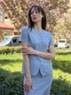 Літній лляний жакет з паском Cat Orange 3376 Сіро-блакитний 54 - зображення 4