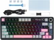 Механічна ігрова клавіатура Aula S75 Pro Black-Pink ENG + UA, з TFT-дисплеєм, 2.4G/Bluetooth/Кабель - изображение 1