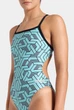 Купальник закритий для жінок Arena ESCAPE SWIMSUIT CHALLENGE BACK Чорний з бірюзовим 44 (007739-580-44) - изображение 7