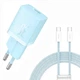 Сетевое зарядное устройство Baseus GaN5 Mini Fast Charger 1Type-C 30W+ Cable Type-C to Type-C 100W 1m P10110902313-00 Blue - изображение 1