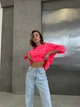 Женская однотонная футболка oversize / Розовый one-size - изображение 10