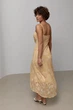 Длинный шифоновый сарафан с кружевом Lurex Горчичный L (57567) - изображение 2