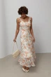 Длинный шифоновый сарафан с кружевом Lurex Бежевый L (57567) - изображение 3