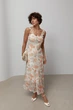 Длинный шифоновый сарафан с кружевом Lurex Бежевый L (57567) - изображение 5