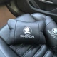 Автомобильные подушки с эластичной стропой и брелоком Skoda из кожи - изображение 4