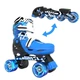Дитячі роликові ковзани 2в1 знімні лінійні та поперечні Inline + Quad Neon Combo ролики 4 колісні поліуретанові колеса із LED підсвічуванням розмір 34-37 Синій - зображення 3