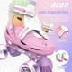 Дитячі розсувні роликові ковзани 2в1 лінійні та поперечні Inline + Quad Neon Combo Skates ролики 4 колісні поліуретанові колеса із LED підсвічуванням розмір 30-33 Веселка різнобарвний рожевий - зображення 6