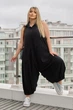 Женское комбинезон-платье в стиле бохо SOLINNA, софт, большие размеры 46–56 LI-6614 Черный, 54-56 - изображение 4