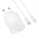Мережевий зарядний пристрійз кабелем BOROFONE BAS75A Source single port PD30W charger set (C to iP) (EU) White - зображення 1
