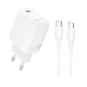 Мережевий зарядний пристрій з кабелем BOROFONE BN28 Fuente single port PD30W charger set (C to C) (EU) White - зображення 1