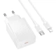 Мережевий зарядний пристрійз кабелем BOROFONE BAS75A Source single port PD30W charger set (C to iP) (EU) White - зображення 1