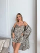Піжама жіноча трійка халат майка шорти Priscilla Collection L-XL мокко - зображення 6