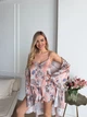 Піжама жіноча трійка халат майка шорти Priscilla Collection L-XL пудра - зображення 5