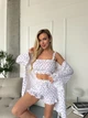 Піжама жіноча трійка халат топ шорти Olivia Collection S-M білий - зображення 2