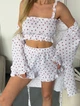 Піжама жіноча трійка халат топ шорти Olivia Collection S-M білий - зображення 3
