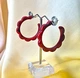 Женские сережки Ромашки Акрил jewelry Крарсные мраморные - изображение 2