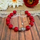 Вишуканий червоний браслет натуральний корал пресований - зображення 1