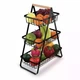 Настільна триярусна фруктівниця Triple Fruit Basket, металева корзина для фруктів та овочів з дерев’яною ручкою, чорна - зображення 4