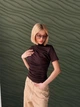 Драпірована приталена футболка "Ester", шоколадний 42-44 - зображення 1