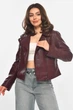 Куртка-косуха женская из экокожи бордового цвета Fashion размер 42-44 (214046) - изображение 1
