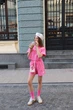 Спортивный костюм для девочки летний комплект подростковый детский оверсайз с футболкой и шортами из хлопка IRmAS 1368 размер 158 розовый - изображение 2