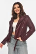 Куртка-косуха женская из экокожи бордового цвета Fashion размер 42-44 (214066) - изображение 2
