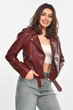 Куртка-косуха женская из экокожи бордового цвета Fashion размер 40 (214057) - изображение 1