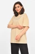 Футболка женская однотонная бежевого цвета со стразами Fashion размер 42-48 (214005) - изображение 1