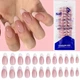 Камуфлирующие гелевые типсы френч для наращивания ногтей 24 шт (Nude Glossy Миндаль) - изображение 4