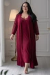 Комплект длинный с кружевом батал Км1230н Марсала, 3XL - изображение 1
