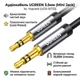 Аудіокабель AUX UGREEN AV119 Cable Alu Case mini jack 3,5 mm на mini jack 3,5 mm (3 pin, 1m). Grey - зображення 2