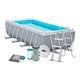 Каркасный бассейн прямоугольной формы Intex 26788 Prism Frame Pool 400x200x100 см, 6836 л, с фильтром и насосом сборный бассейн для дома, дачи и отдыха - изображение 8