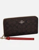 Жіночий гаманець Coach Long Zip Around Wallet Signature Brown/Black CW778 - изображение 1