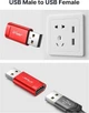 Адаптер JSAUX USB A to USB A Data Blocker, 2.4A, red (DC0001) - зображення 3