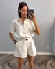 Женский костюм льняной молочный L-XL с1050.388 - изображение 3