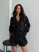 Жіночий літній костюм з воланами (блуза+шорти) Uaclothes 46 Чорний (like38132-185641350) - изображение 2