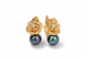 Серьги из желтого золота 585 пробы с черным жемчугом S-0399 - изображение 2