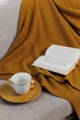 Вязаный плед MONO ПРОВАНС Охра, 220х240см 045029 - изображение 6