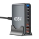 Мережевий зарядний пристрій XOKO QC-600 Gan3 635W вилка EU, 2 порти PD 3.1 140W, 2 порти PD 100W, 1 порт PD 65W, 3 порти USB-A QC 30W - изображение 1