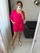 Костюм-трійка жіночий з крепу жатки з сорочкою майкою та шортами літній G&M k-129978 42-44 Розмір колір малиновий - зображення 4