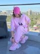 Женский летний трикотажный спортивный костюм штаны и футболка LA размер 42/44, цвет розовый GF7838 - изображение 4