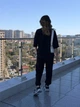Женский легкий спортивный костюм футболка+джоггеры черный 50-52 - изображение 5