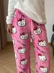 Штани піжамні плюшеві Hello Kitty рожевого кольору, теплі домашні штани Хеллоу Кітті L - зображення 1
