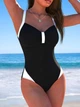 Суцільний чорний купальник Mr:Loveer жіночий 2XL plus size - изображение 2