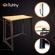 Раскладной компактный деревянный стол Ruhhy 80x75 см для работы и учебы черная рама бежевая столешница - изображение 6